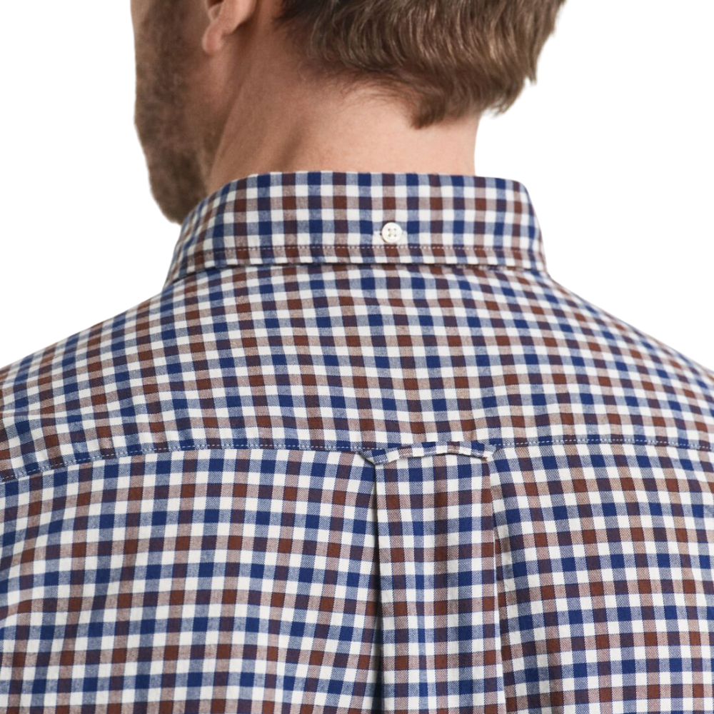 GANT Reg Twill Gingham Shirt - Mahogany Brown