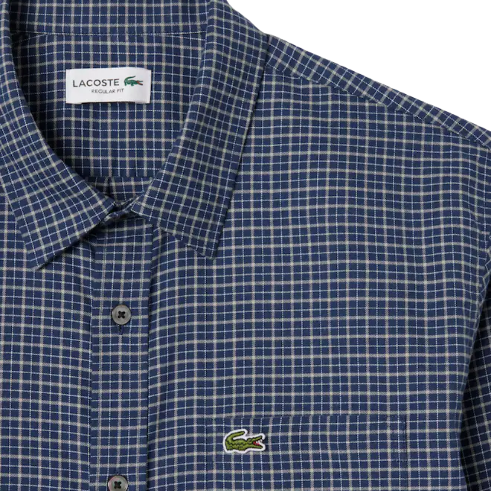 Lacoste Regular Fit Plaid Flannel Shirt - Navy/White