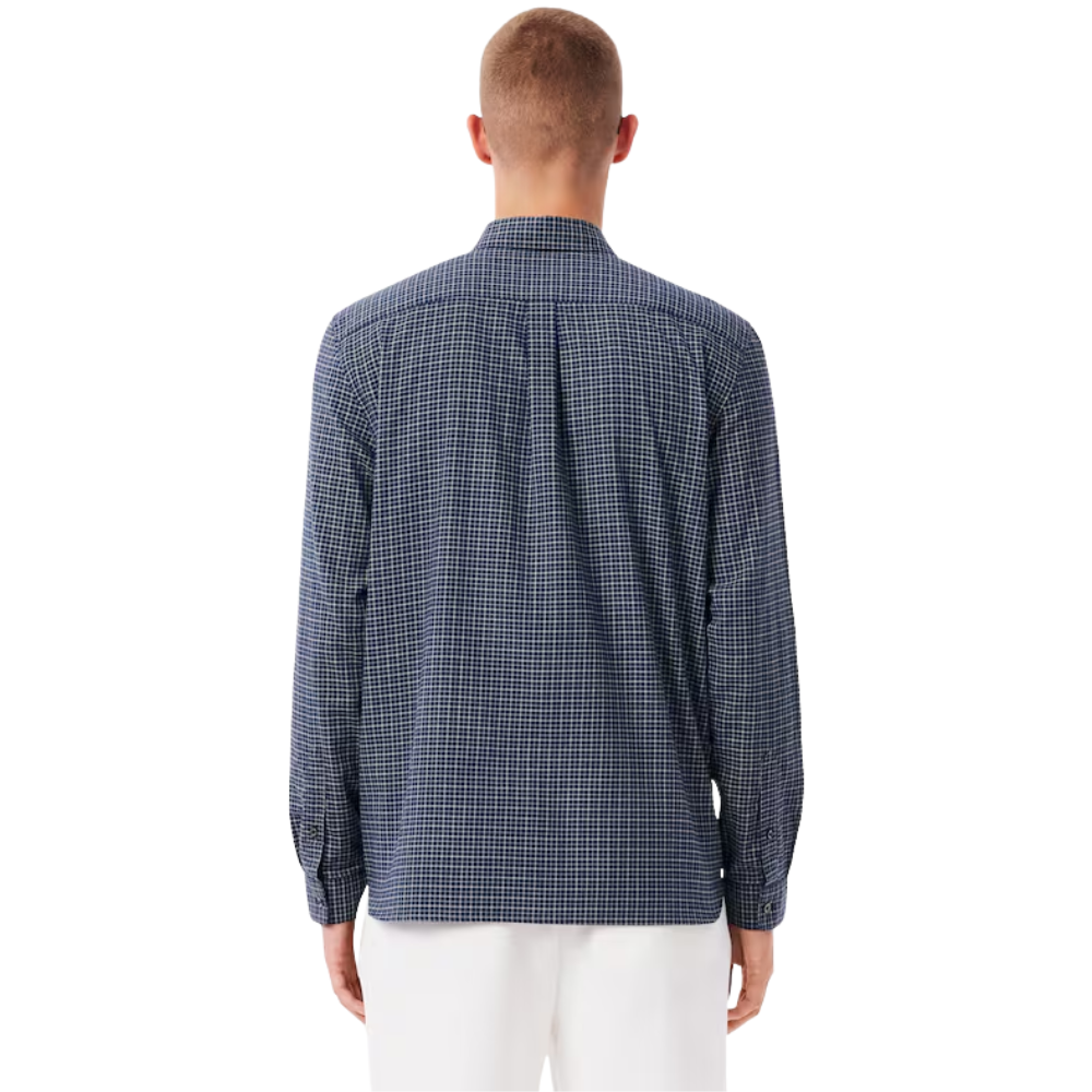 Lacoste Regular Fit Plaid Flannel Shirt - Navy/White