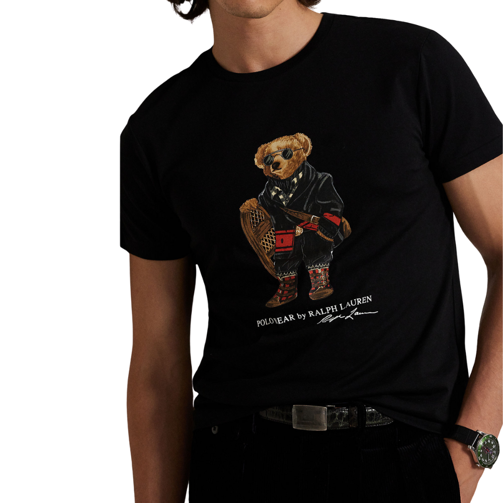 Ralph Lauren Custom Slim Fit Polo Holiday Bear Jersey T-Shirt - Black