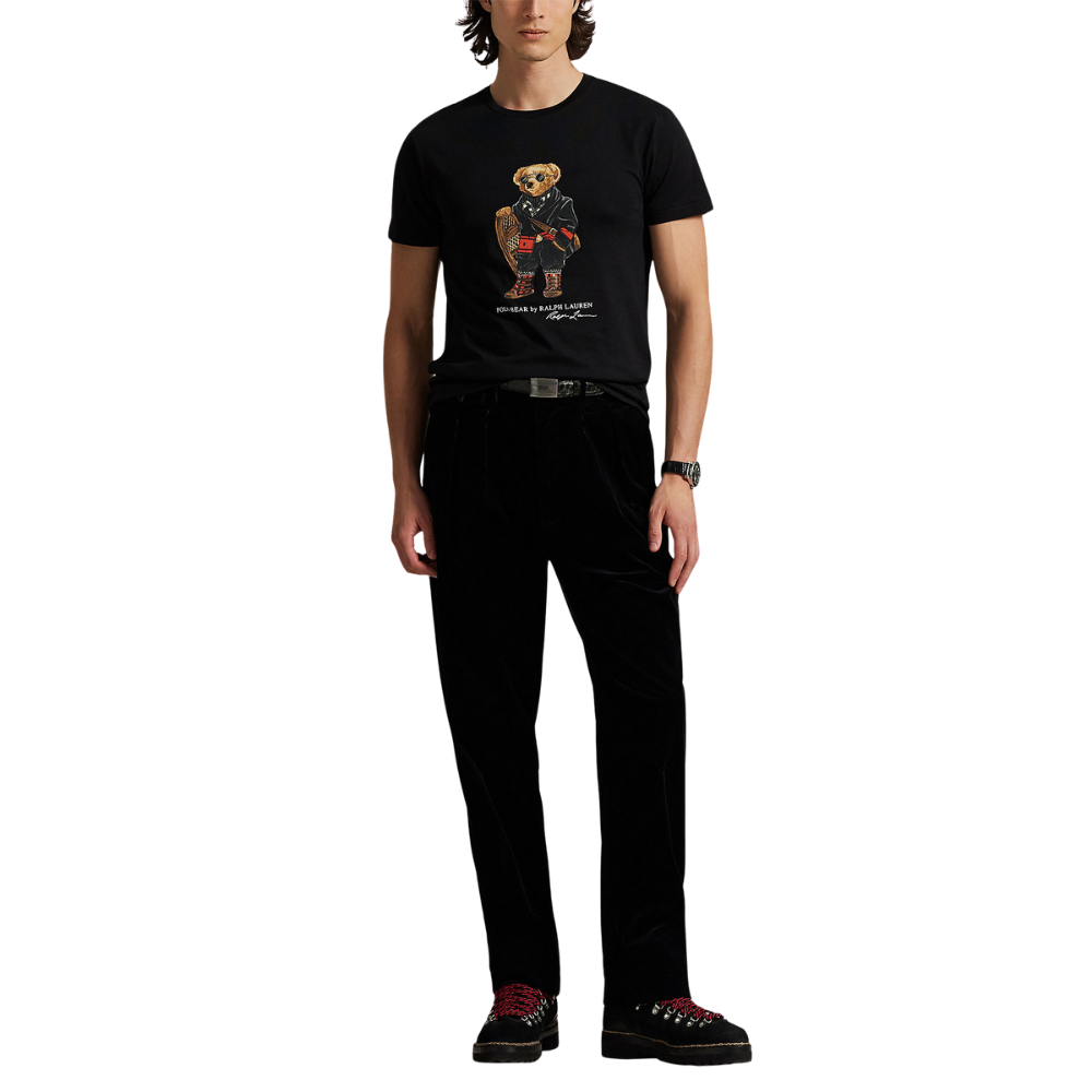 Ralph Lauren Custom Slim Fit Polo Holiday Bear Jersey T-Shirt - Black