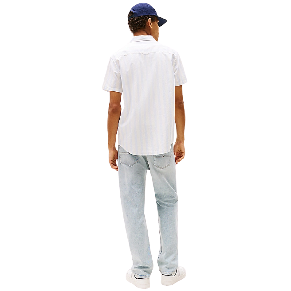 TJM Reg Linen Blend STP SS Shirt - Sweet Blue/Ecru