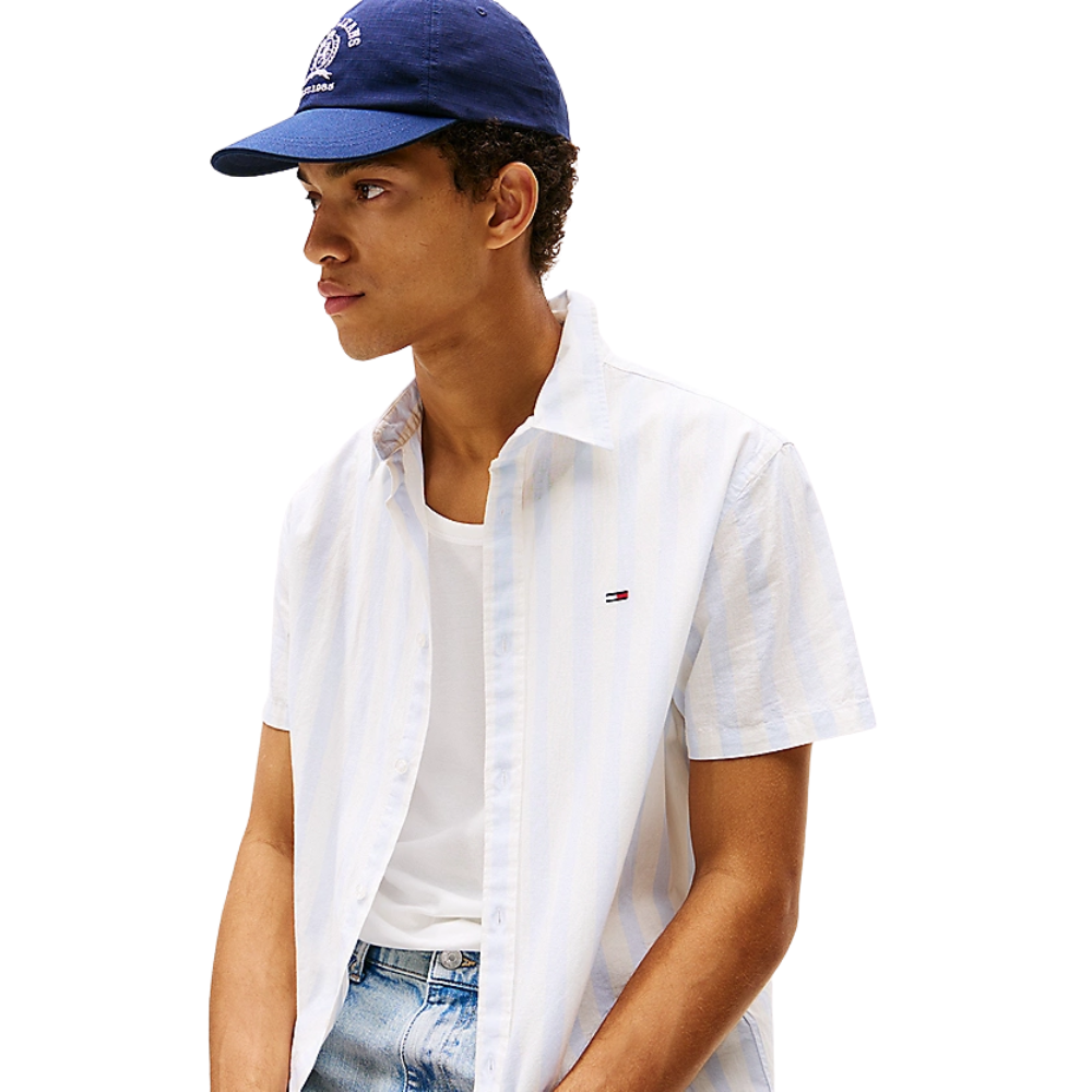 TJM Reg Linen Blend STP SS Shirt - Sweet Blue/Ecru