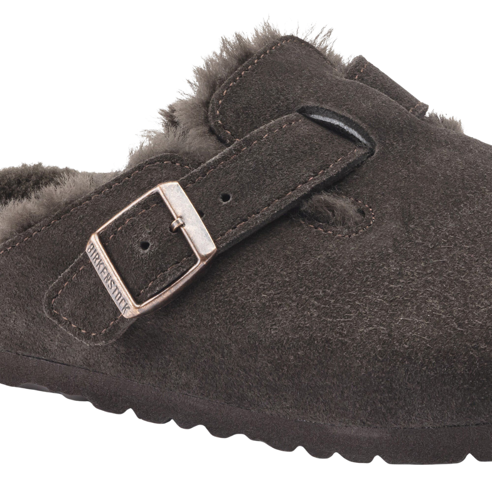Birkenstock Boston Shearling Suede Leather/Fur Clog - Mocha