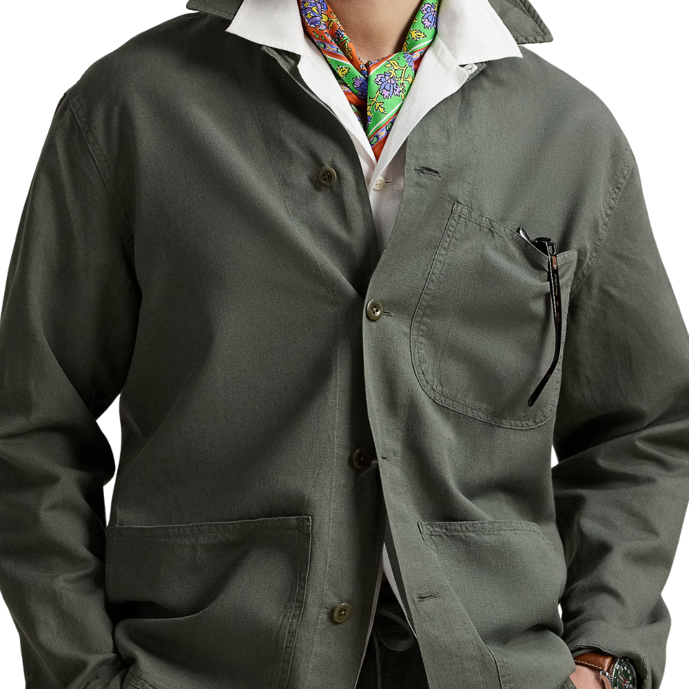 Ralph Lauren Button Through Canvas Overshirt - New Olive