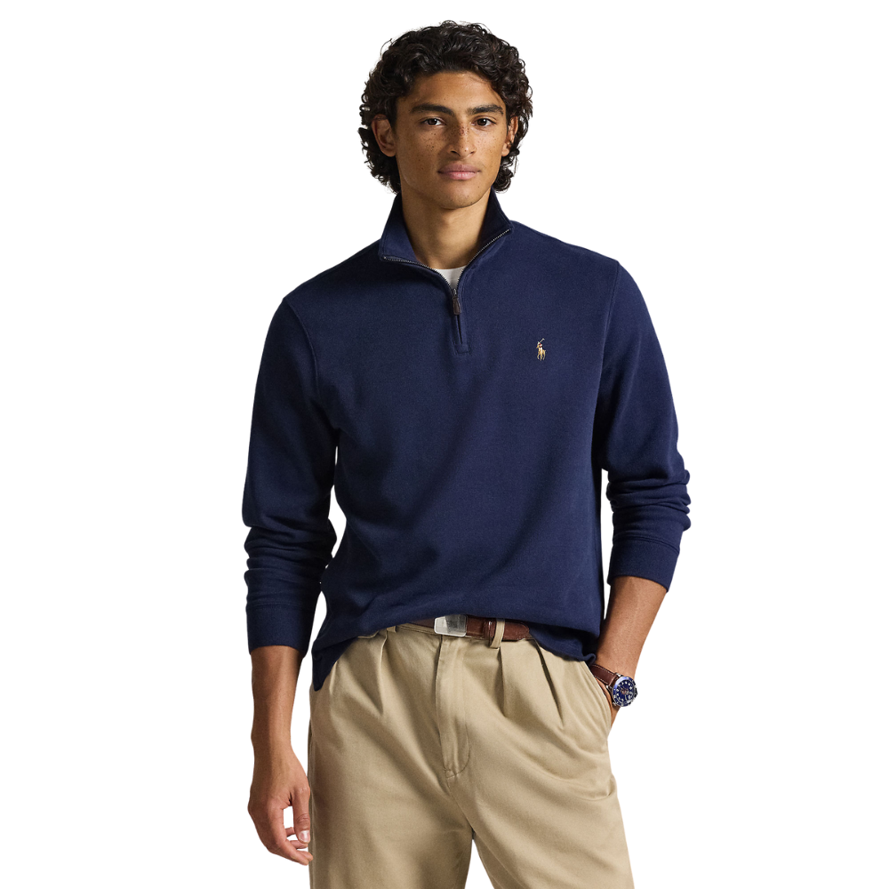 Ralph Lauren Estate Rib Quarter Zip Pullover - Cruise Navy