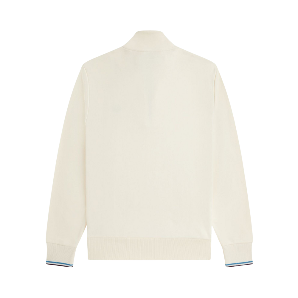 Fred Perry Half Zip Sweatshirt - Ecru/Oxblood