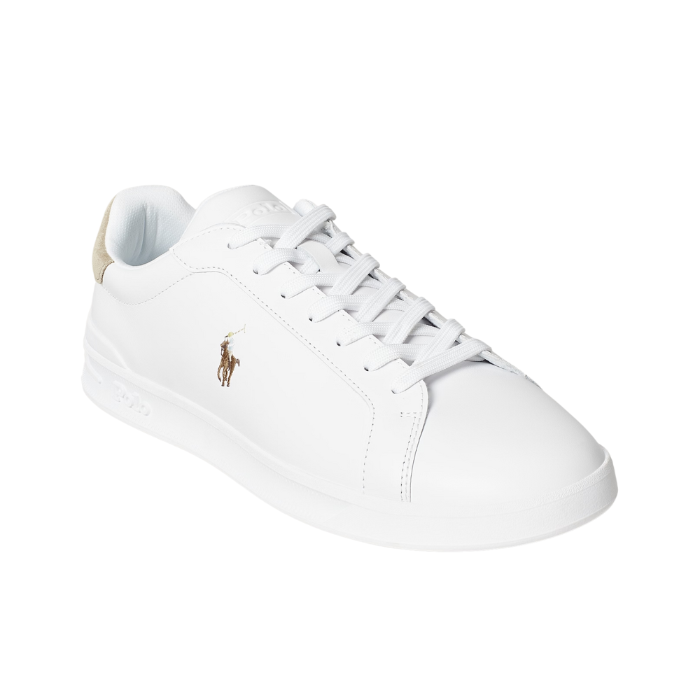Ralph Lauren Heritage Court II Leather Trainer - White/Bone