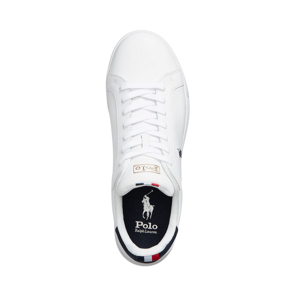 Ralph Lauren Heritage Court II Leather Trainer - White/Navy/Red