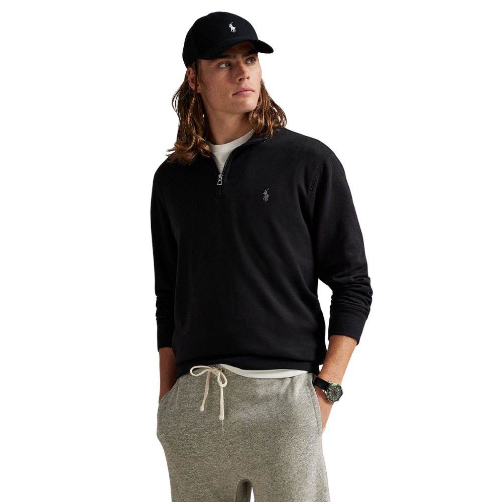 Ralph Lauren Luxury Jersey 1/4 Zip Pullover - Polo Black