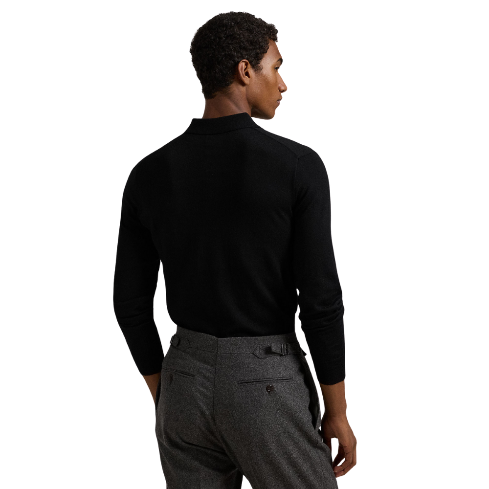 Ralph Lauren Merino Polo Collar Sweater - Polo Black