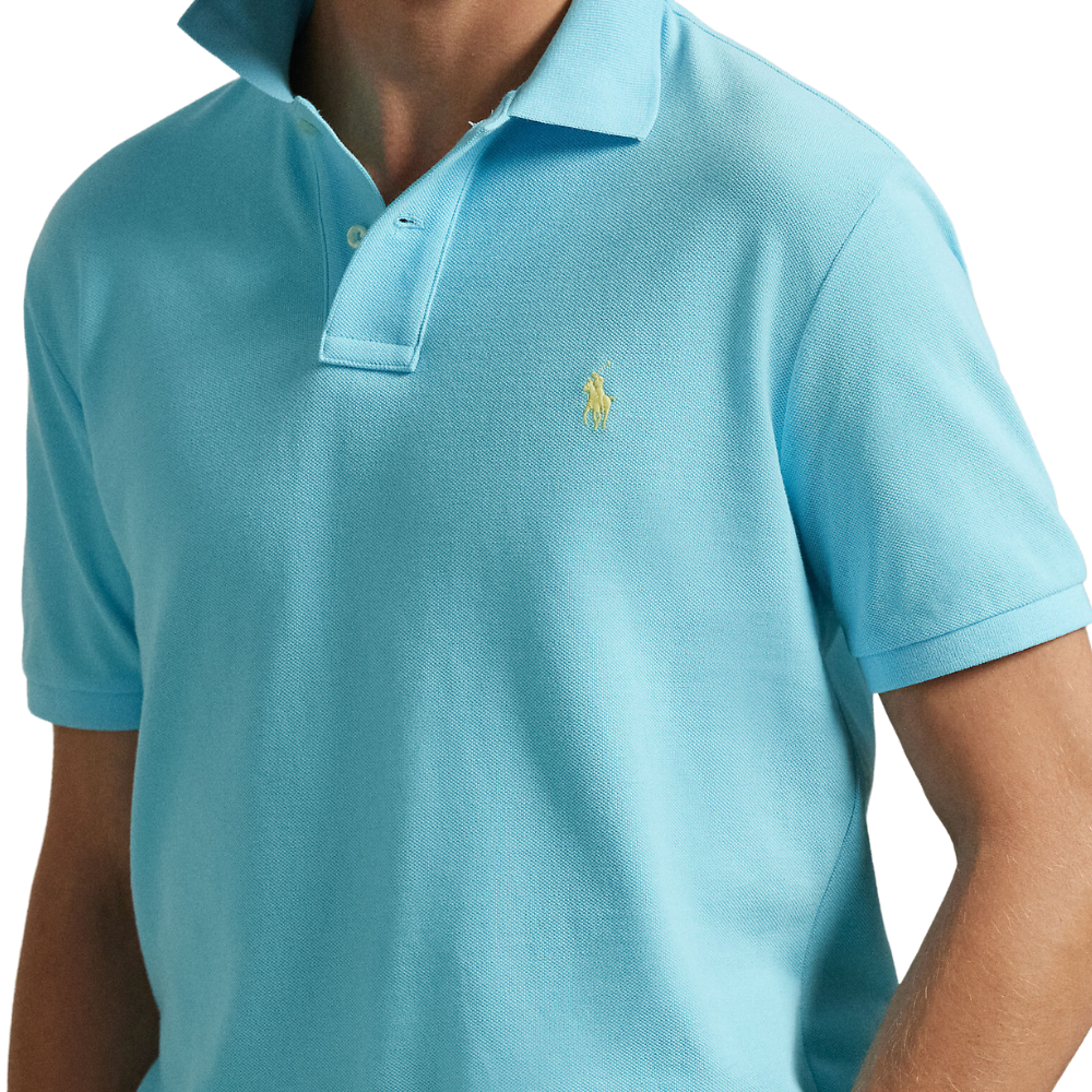 Ralph Lauren Custom Slim Mesh SS Polo - Aqua Blue