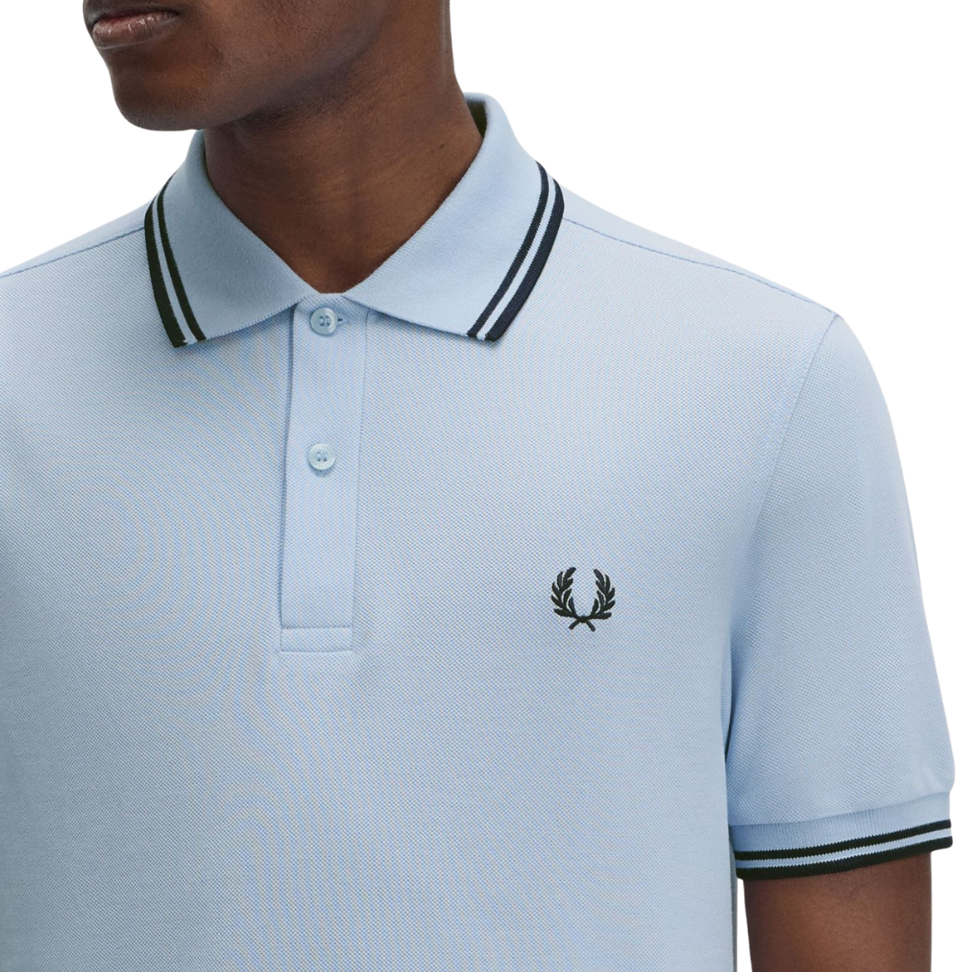 Fred Perry M3600 Twin Tipped Polo - Light Smoke/Navy