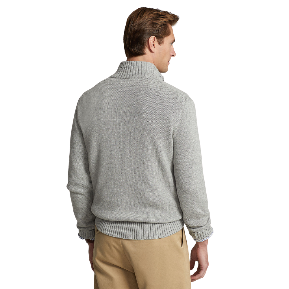 Ralph Lauren Cotton Quarter Zip Sweater - Andover Heather