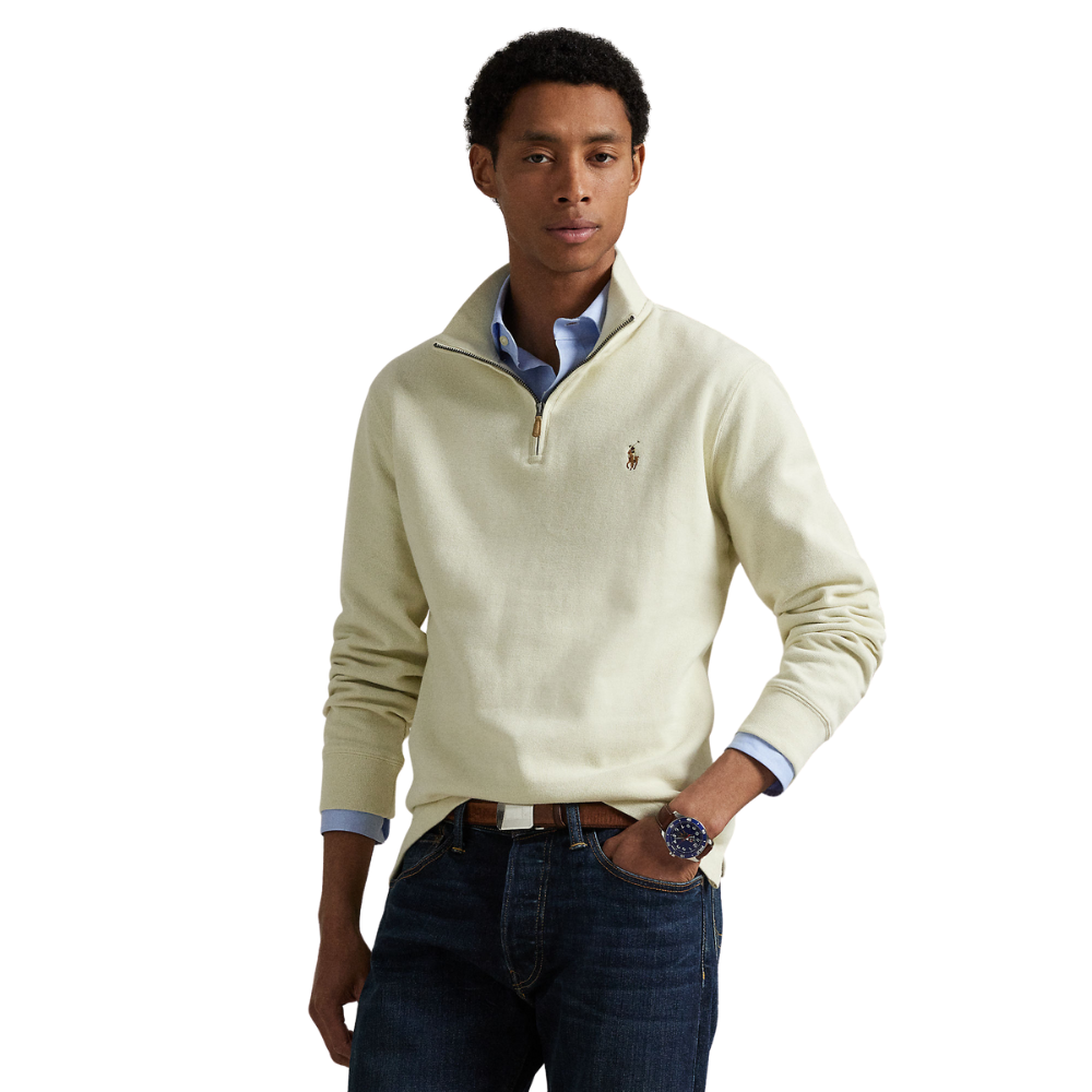 Ralph Lauren LS 1/4 Zip Rib Knit - Parchment Cream