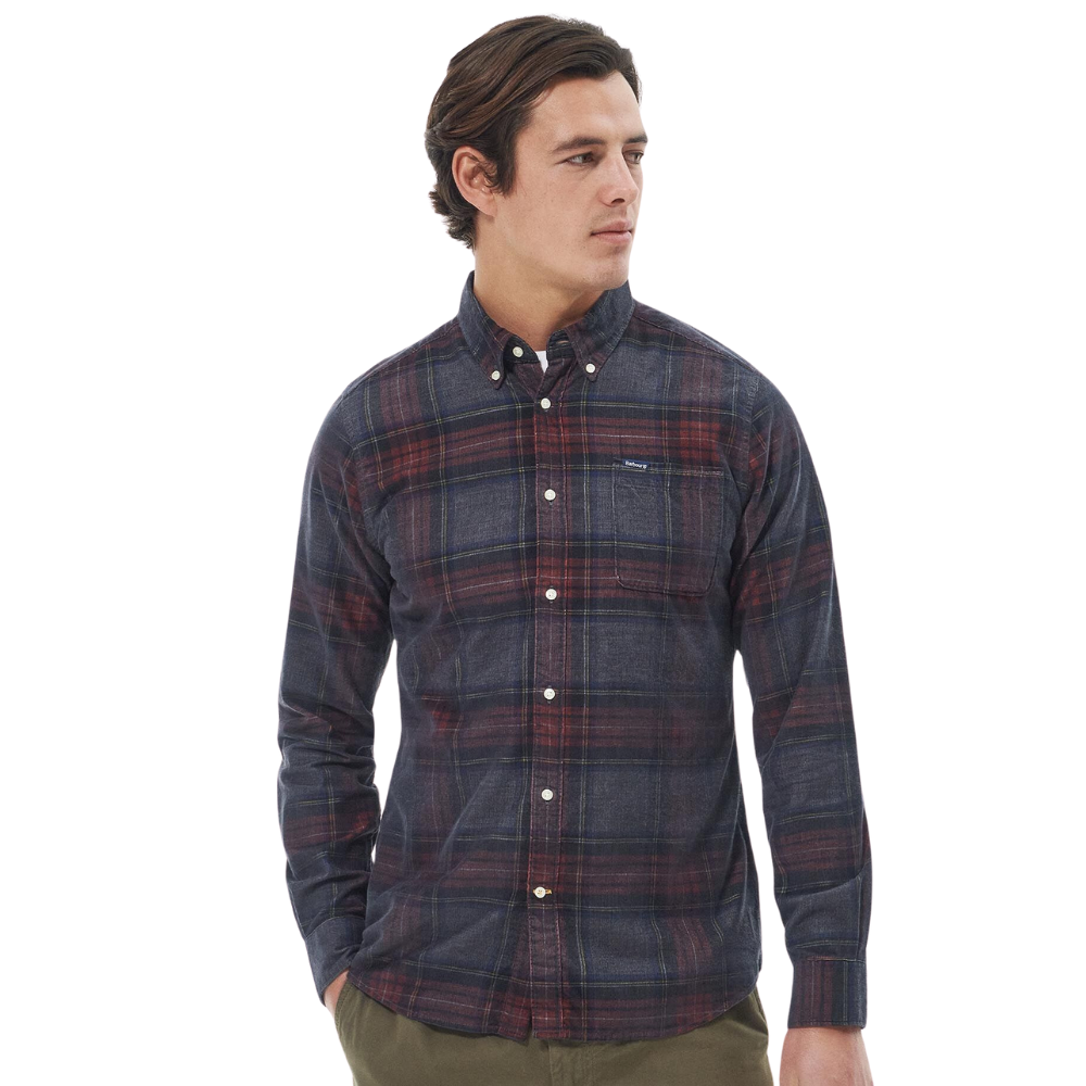 Barbour Southfield Tailored Checked Cord Shirt - Grey Marl
