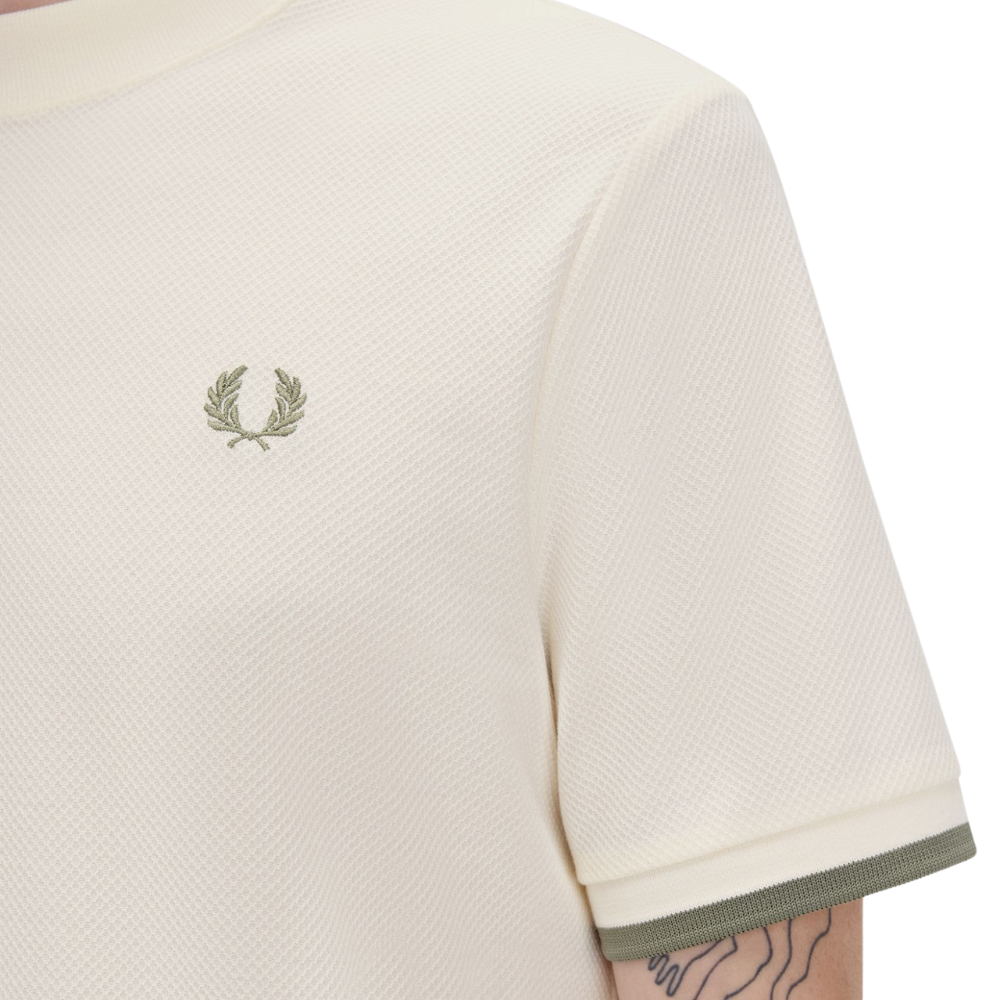 Fred Perry Tipped Cuff Pique T-Shirt - Light Ecru