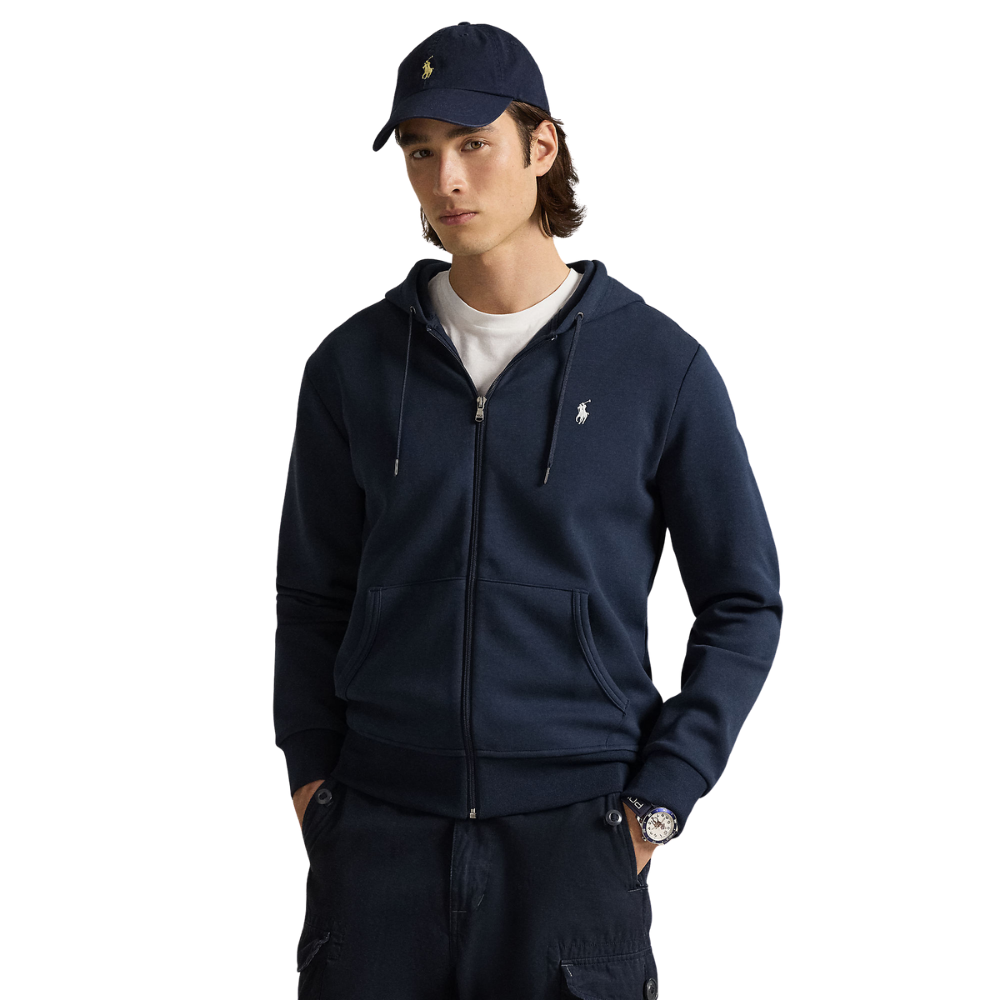 Ralph Lauren Double Knit Full Zip Hoodie - Aviator Navy