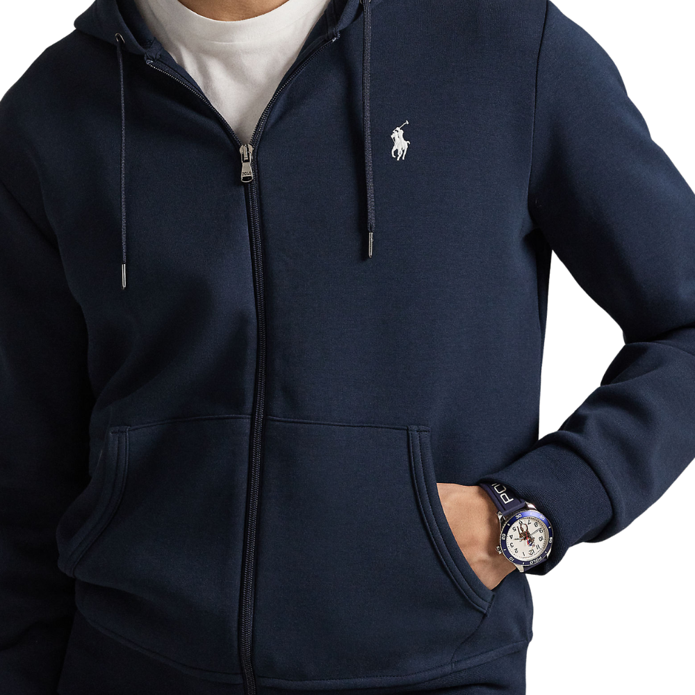 Ralph Lauren Double Knit Full Zip Hoodie - Aviator Navy